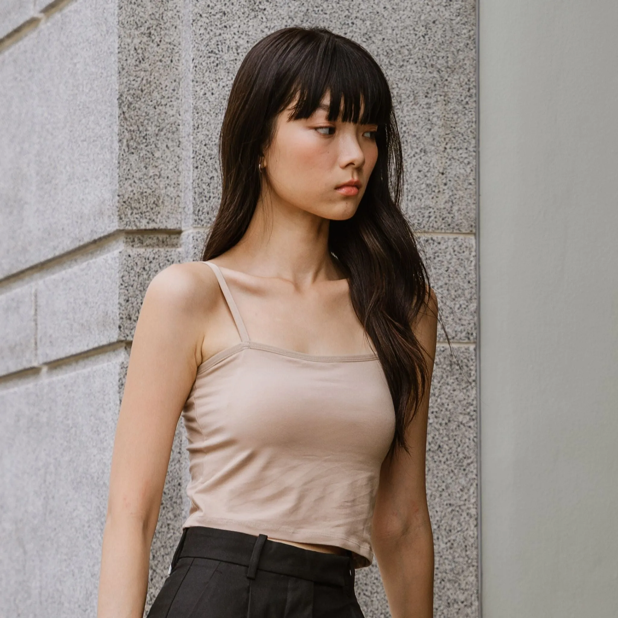 Urban Edge! Cami Bra Top (Solid Cotton) in Creme Nude