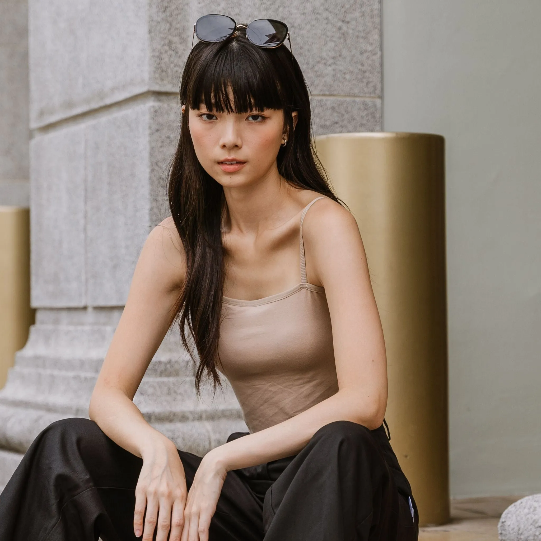 Urban Edge! Cami Bra Top (Solid Cotton) in Creme Nude