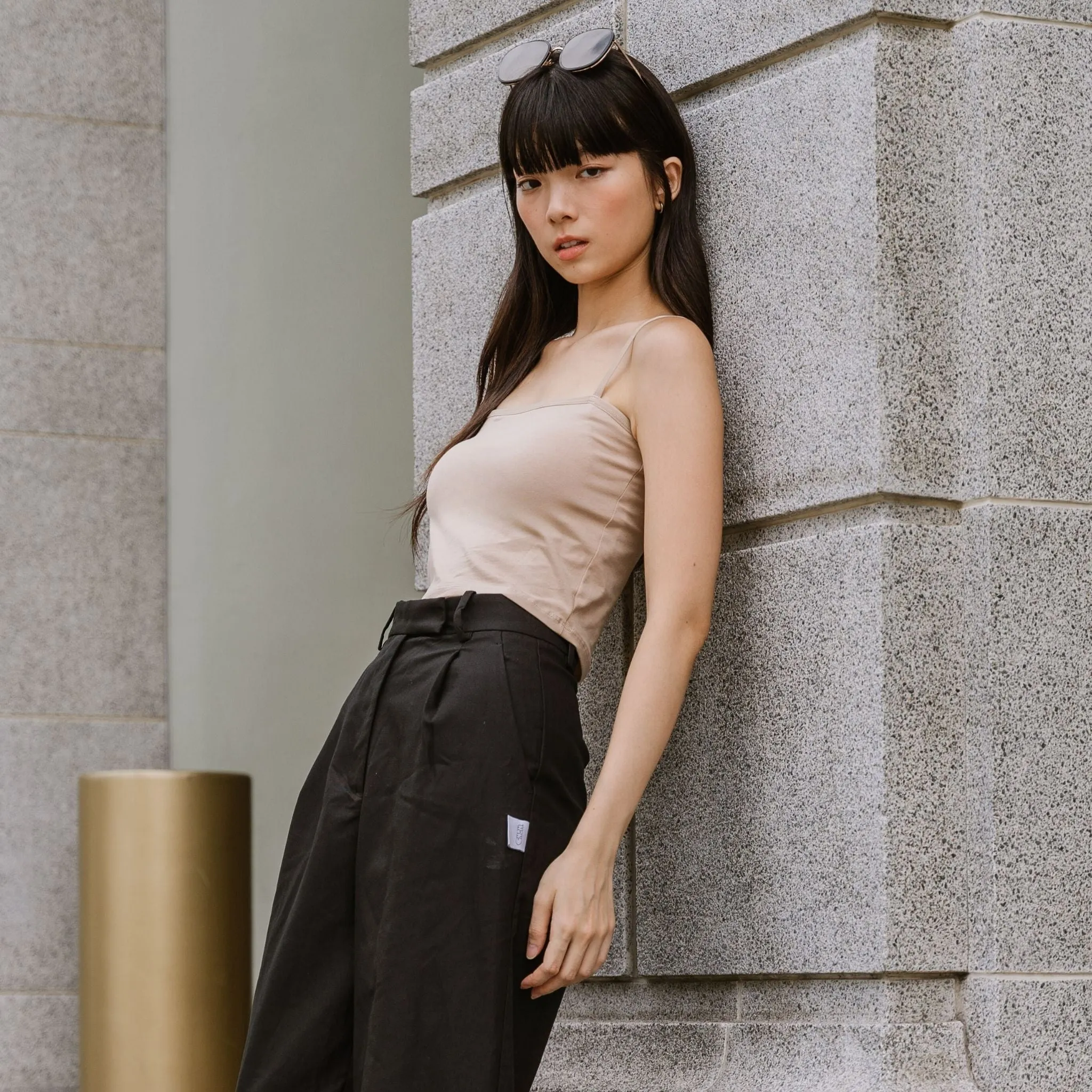 Urban Edge! Cami Bra Top (Solid Cotton) in Creme Nude