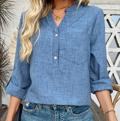 V-Neck  Blouse Shirt