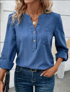 V-Neck  Blouse Shirt