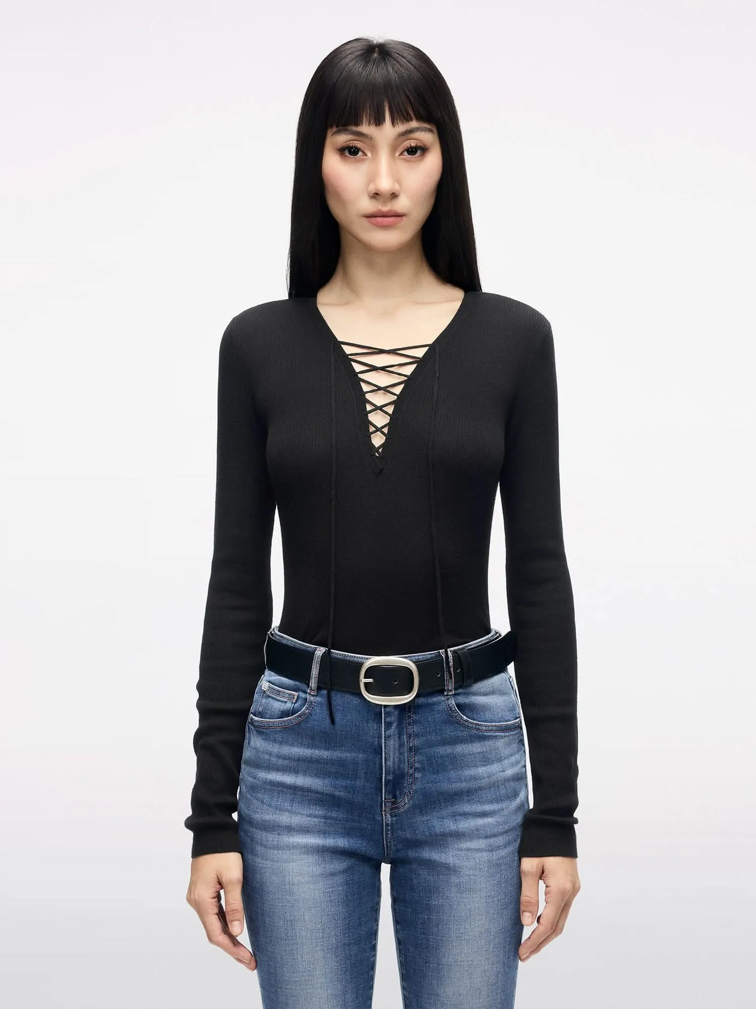 V-Neck Sweater with Ties