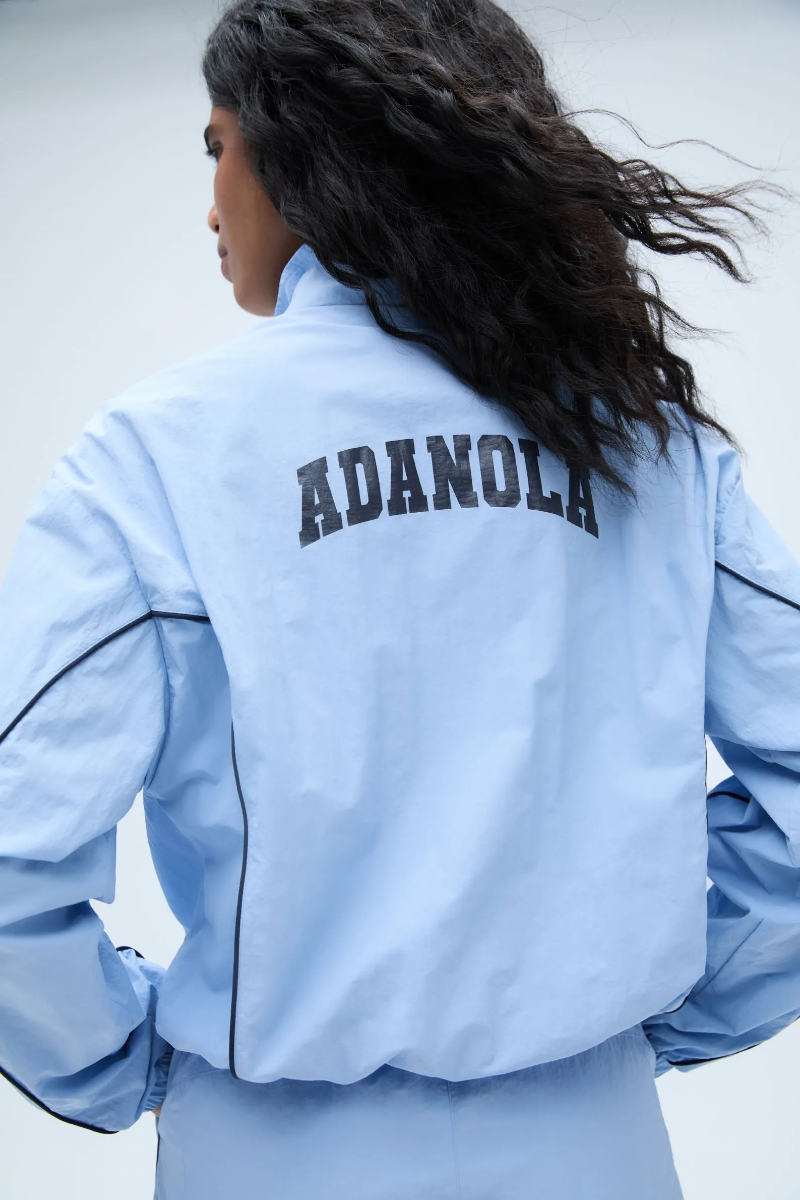 Varsity Half Zip Track Jacket - Powder Blue
