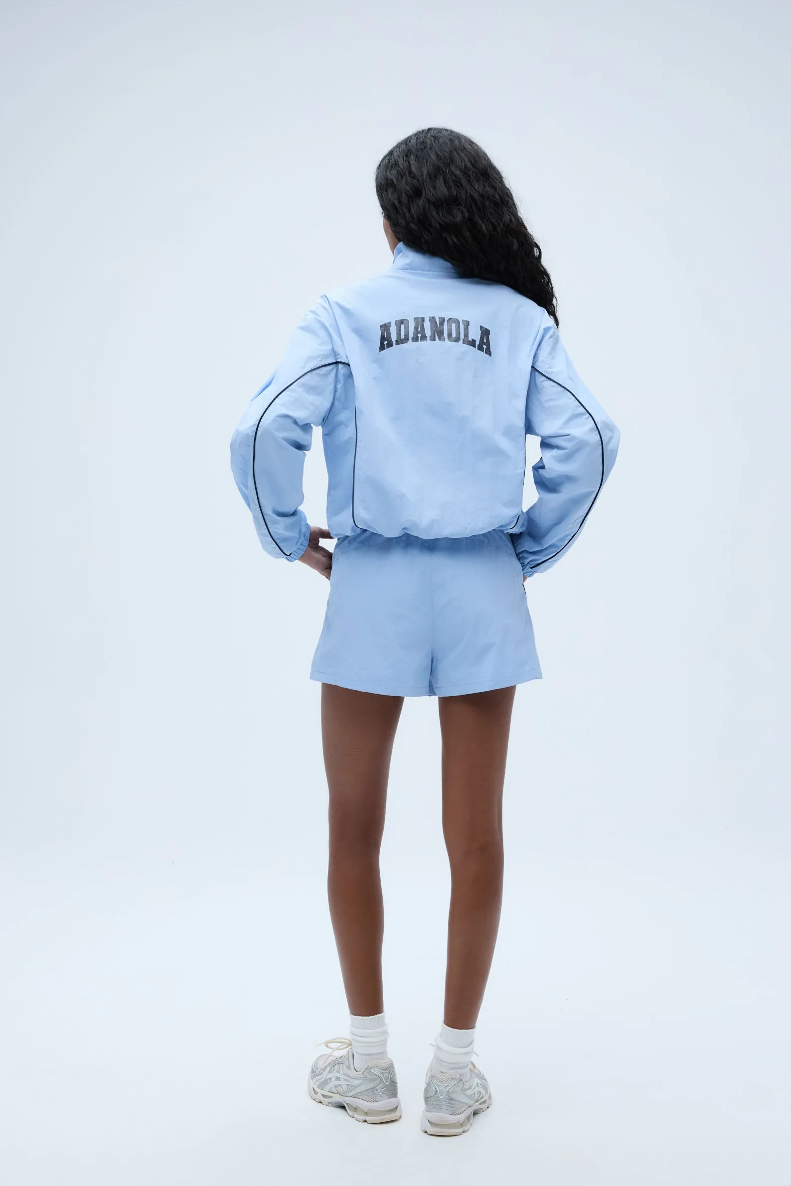 Varsity Half Zip Track Jacket - Powder Blue