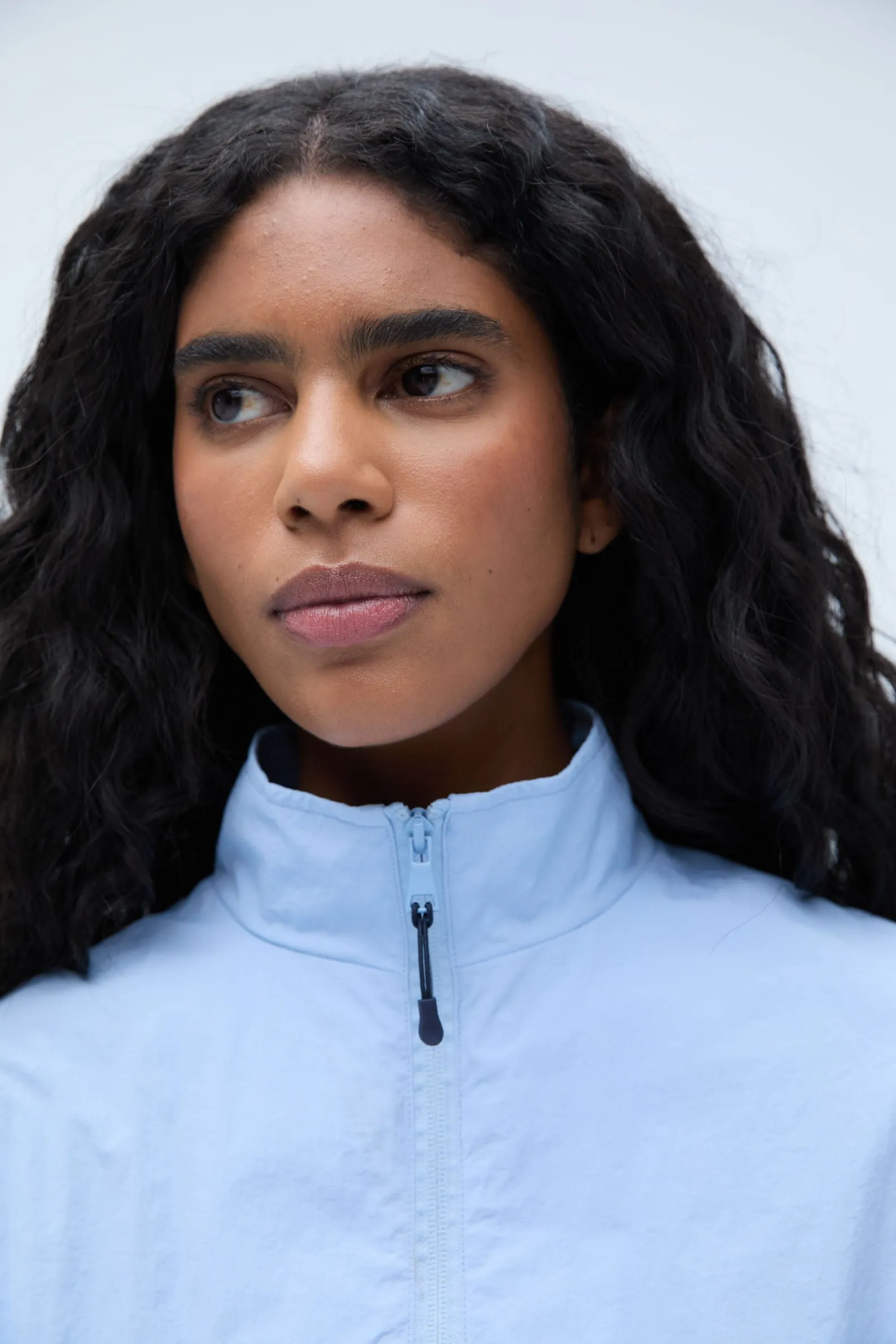 Varsity Half Zip Track Jacket - Powder Blue