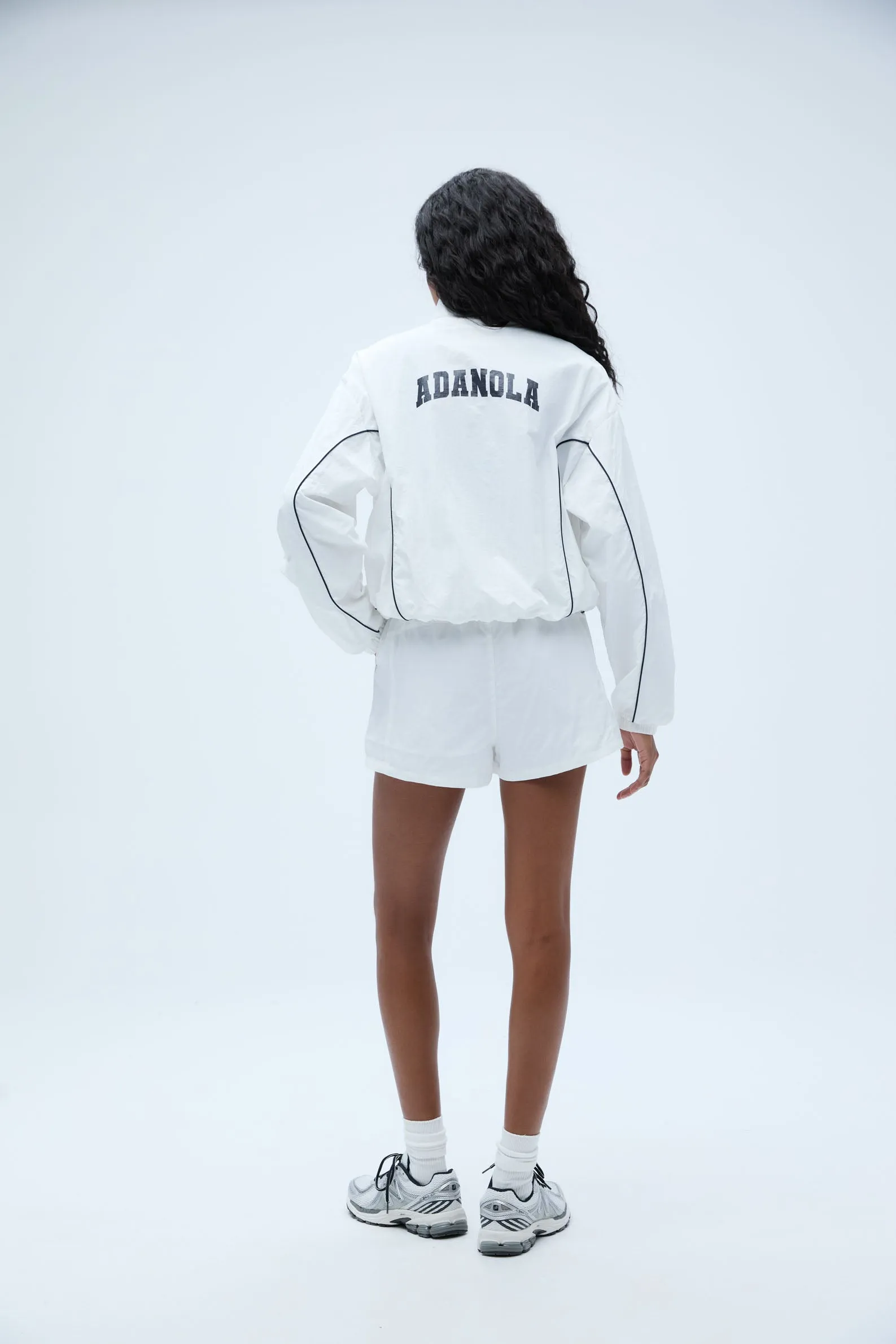 Varsity Half Zip Track Jacket - White/Navy Blue