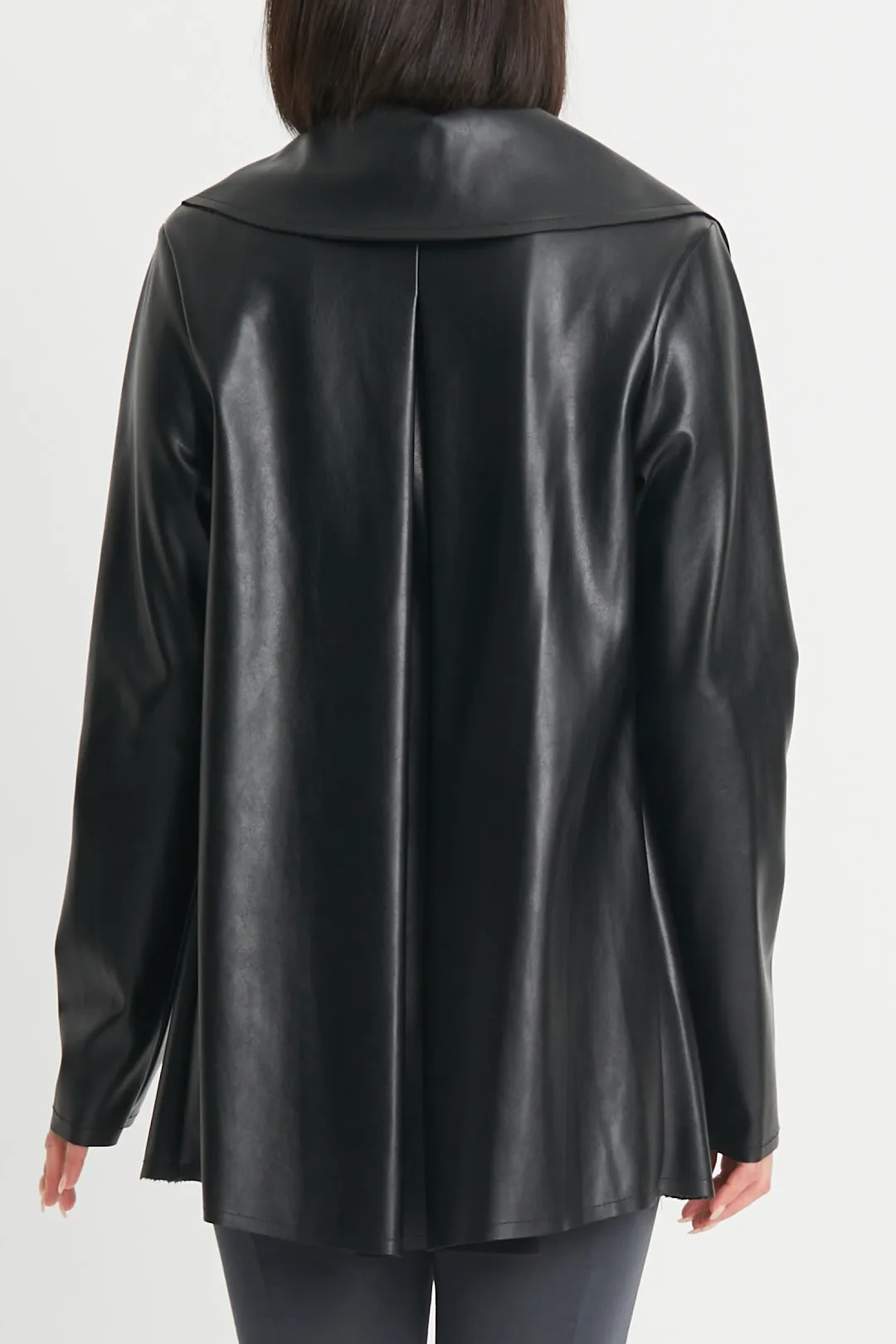 Vegan Leather Pleat Jacket