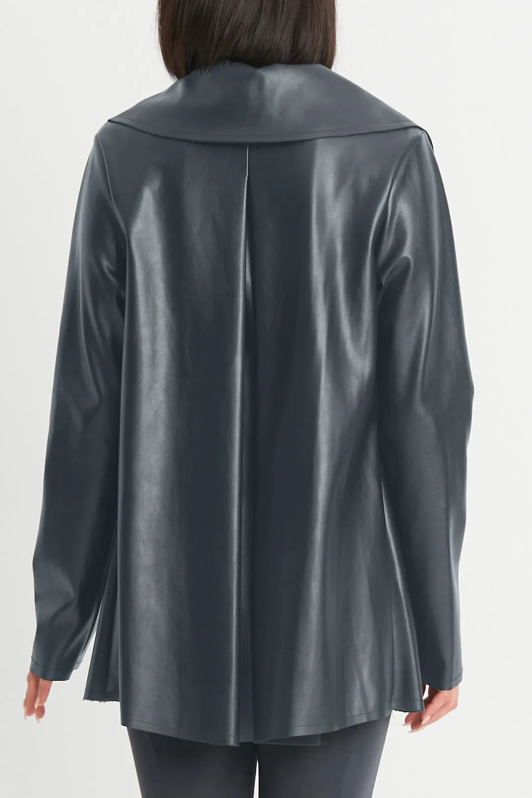 Vegan Leather Pleat Jacket