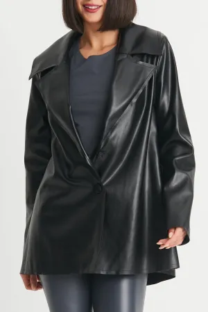 Vegan Leather Pleat Jacket