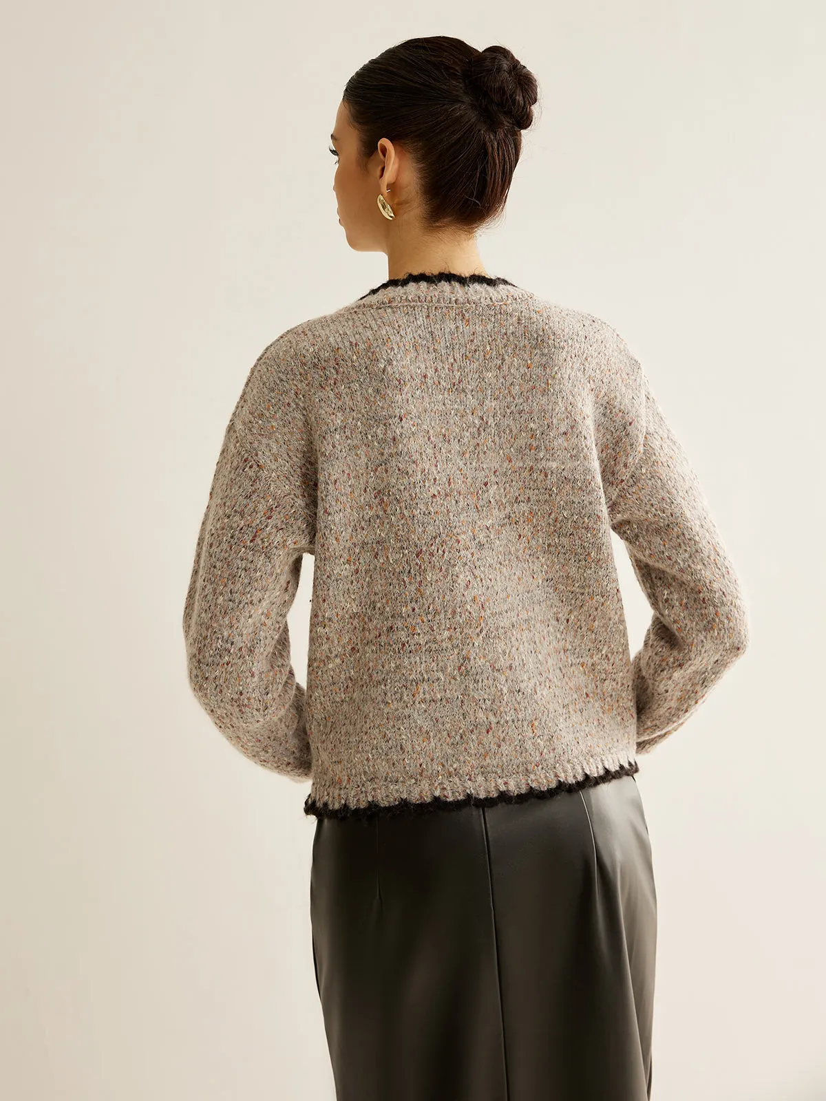 Versatile Contrast Trim Button Cardigan
