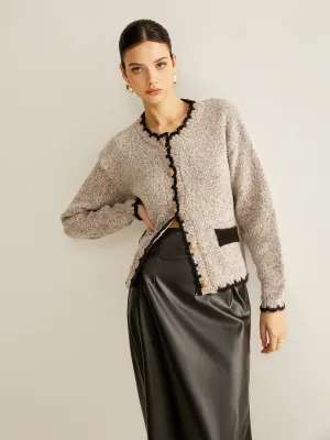 Versatile Contrast Trim Button Cardigan