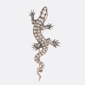 Victorian Diamond Salamander Brooch