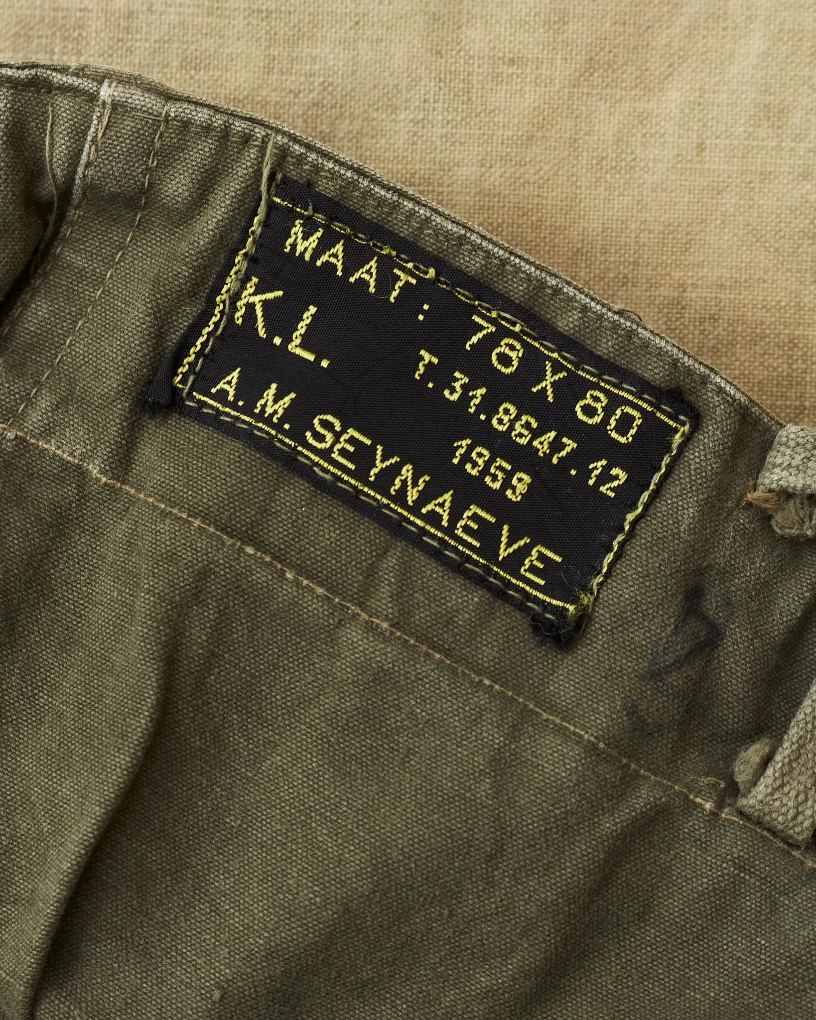Vintage A.M. Seynaeve M.V.O 1959 Belgian Army Trousers