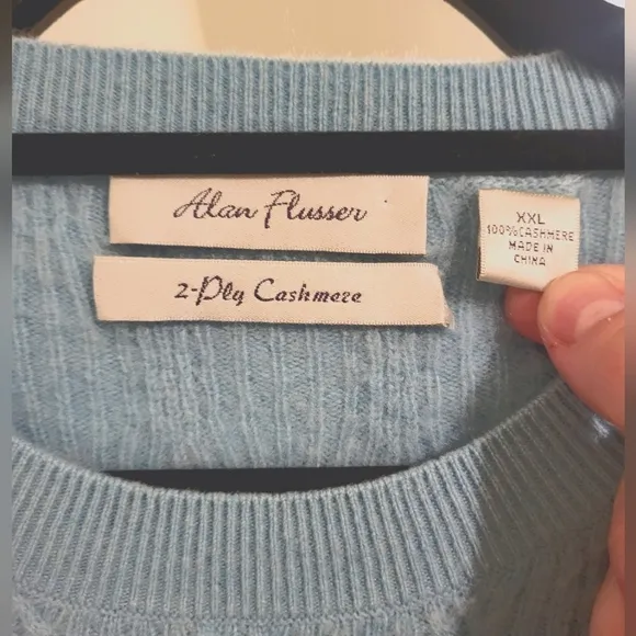 Vintage Baby Blue Cashmere Sweater by Alan Flusser