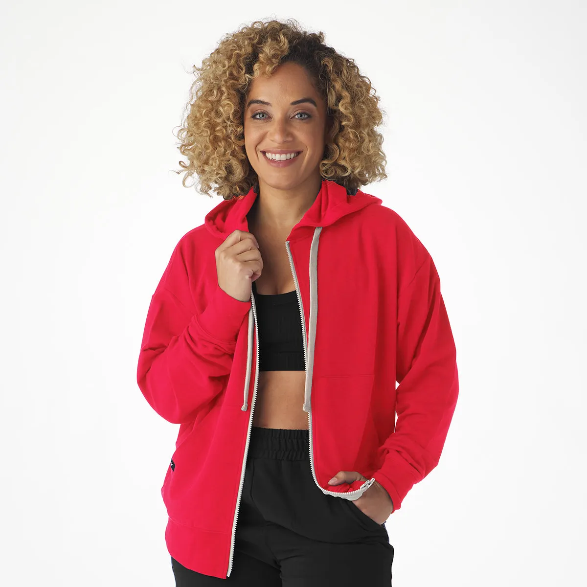 Vintage Oversized Zip Up: Cherry
