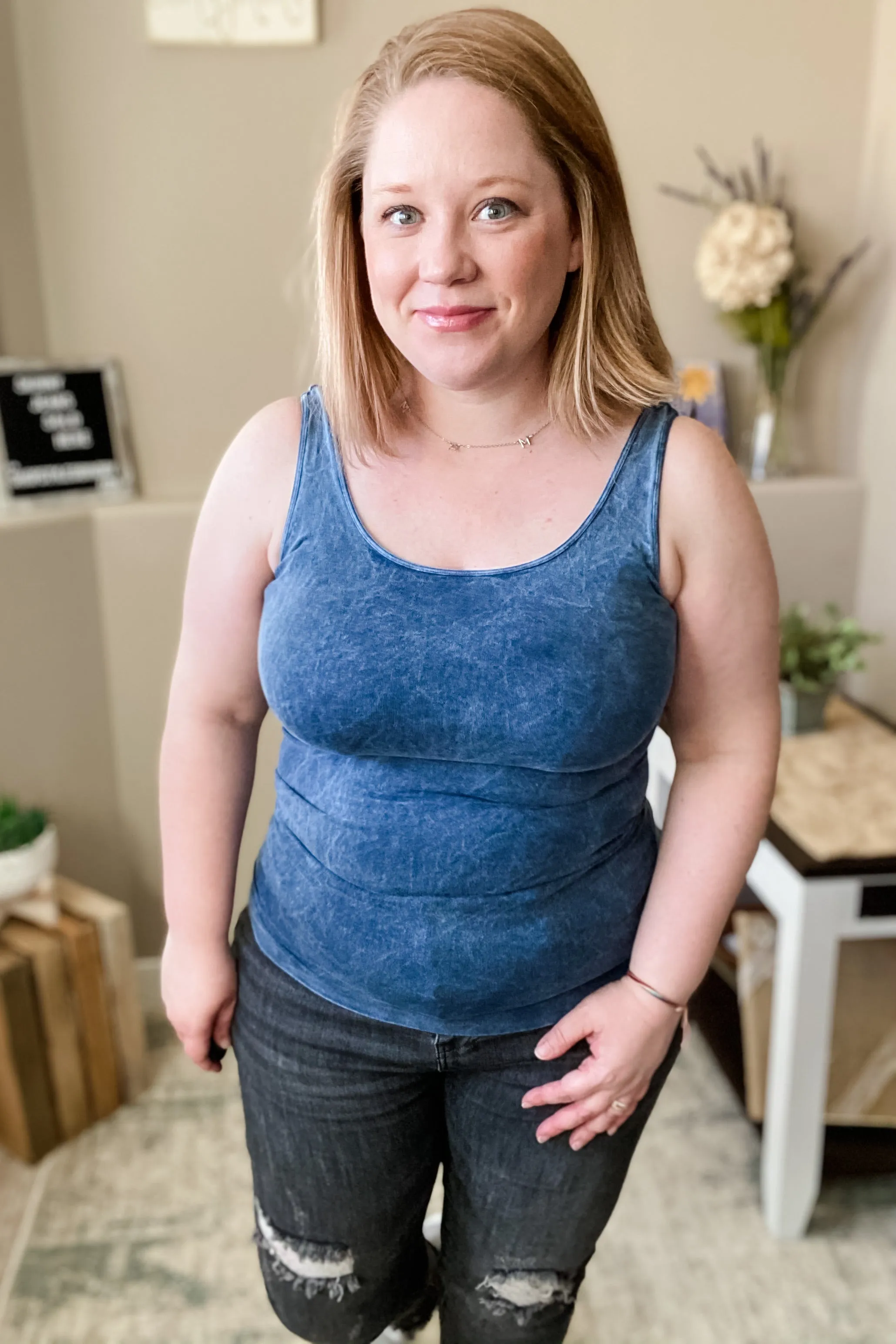 Vintage Seamless Tank in Denim