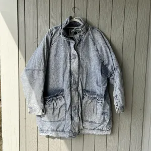 VTG 80s East West Acid Wash Denim Jacket Quilted Paisley Lining Sz XL