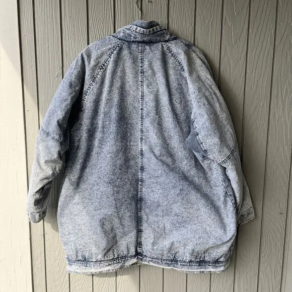 VTG 80s East West Acid Wash Denim Jacket Quilted Paisley Lining Sz XL