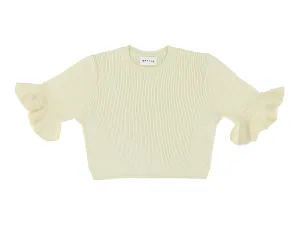 WALESKA SHINY CROPPED FITTED GIRLS PULLover - CREAM