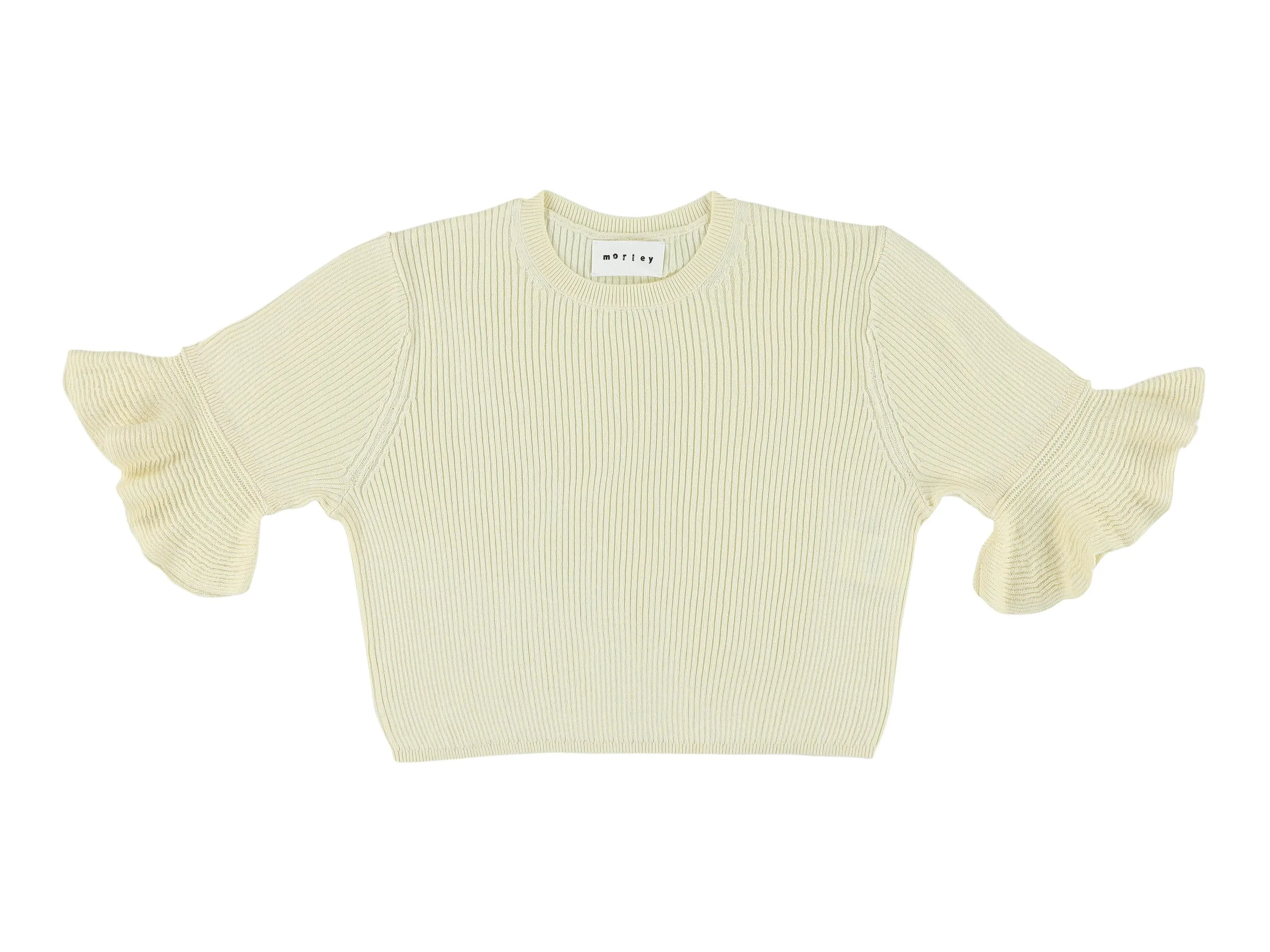WALESKA SHINY CROPPED FITTED GIRLS PULLover - CREAM