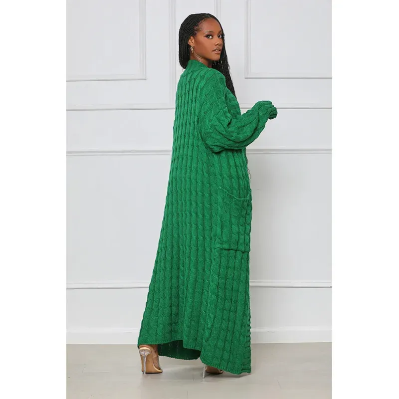 Wander Luxe Cable Knit Longline Cardigan