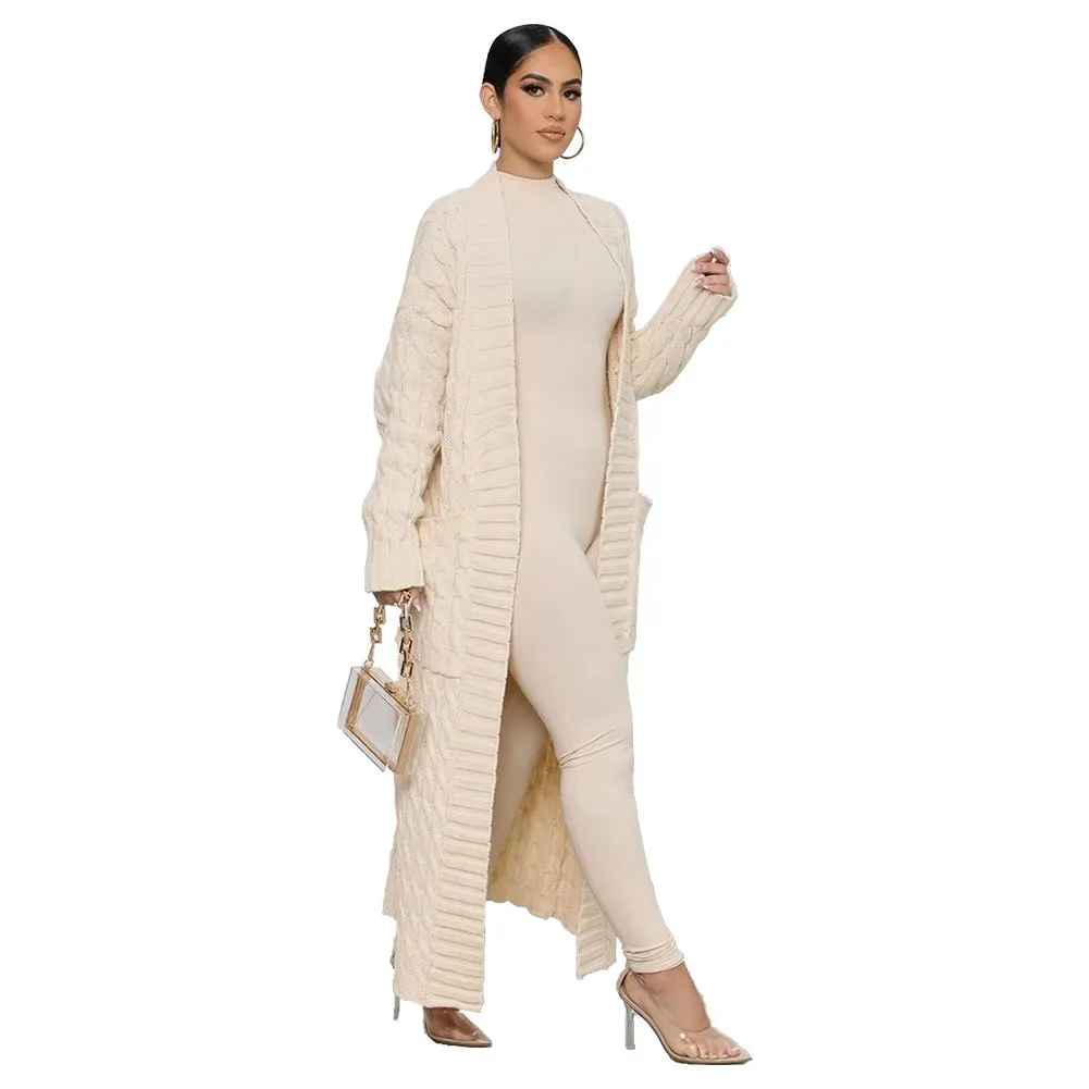 Wander Luxe Cable Knit Longline Cardigan