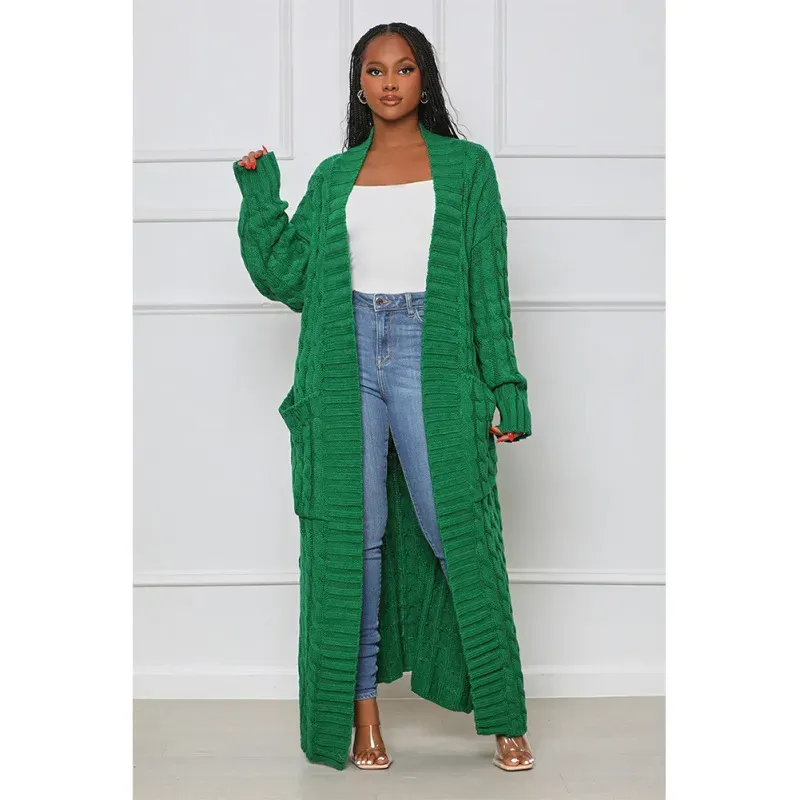 Wander Luxe Cable Knit Longline Cardigan