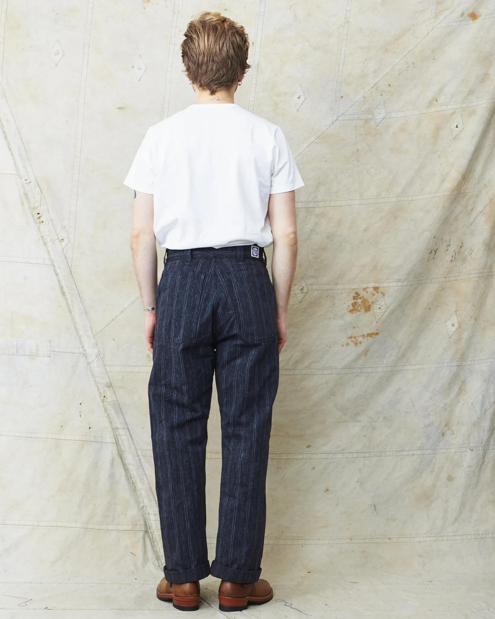 Warehouse & Co X John Gluckow Lot JG-01 1910's Netmaker's Trousers Stripe One Wash