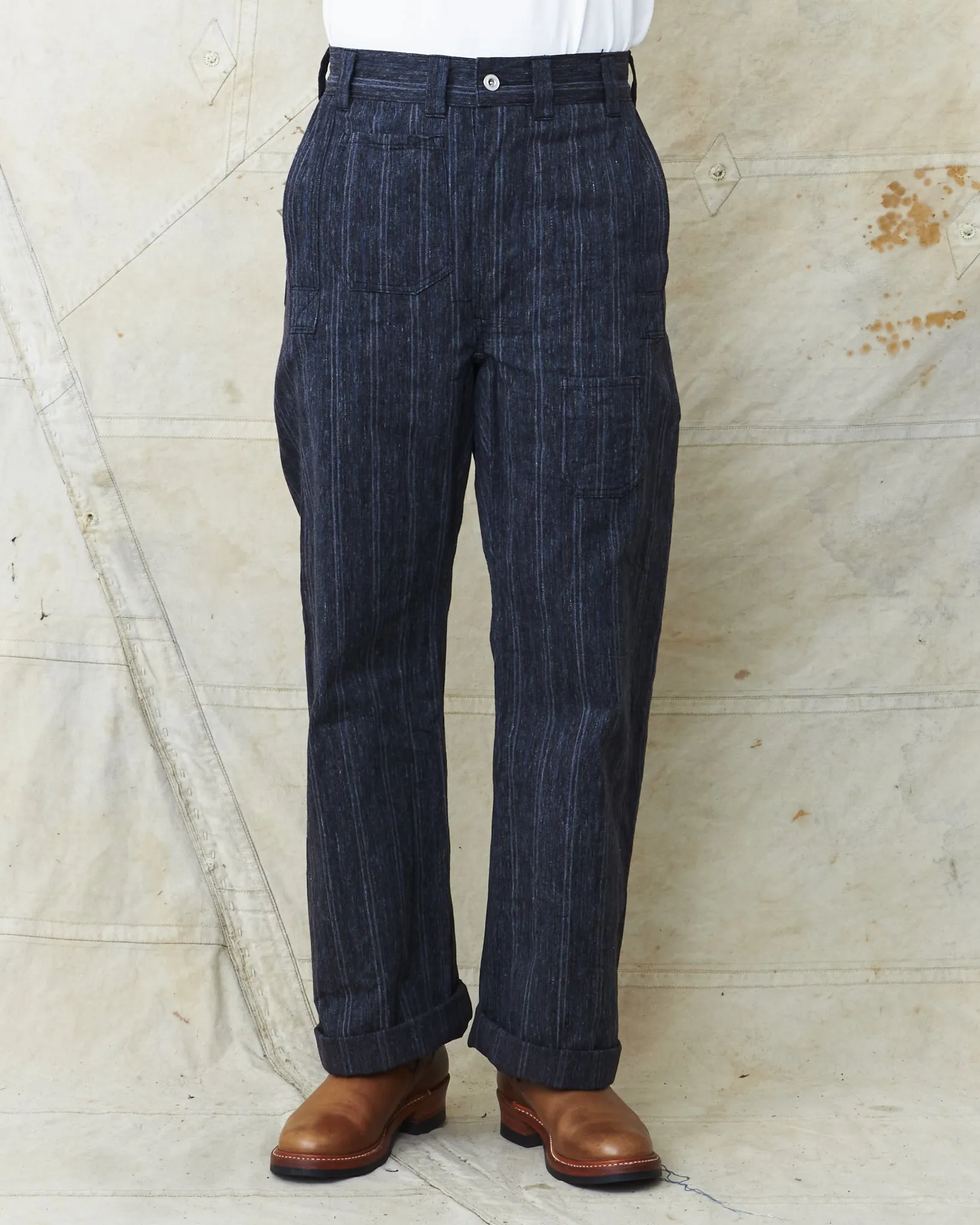 Warehouse & Co X John Gluckow Lot JG-01 1910's Netmaker's Trousers Stripe One Wash