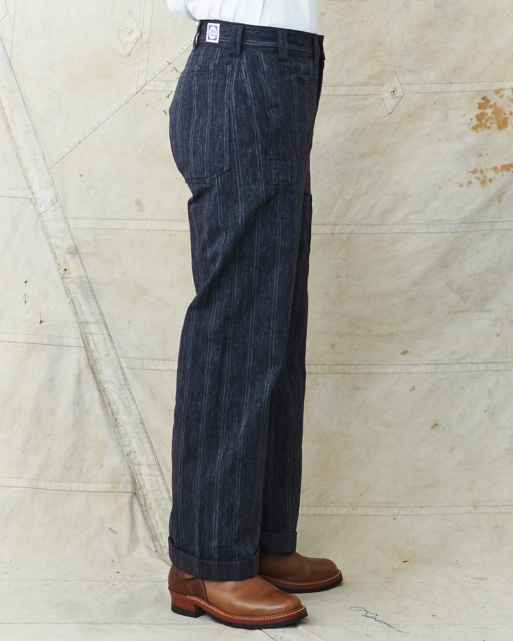 Warehouse & Co X John Gluckow Lot JG-01 1910's Netmaker's Trousers Stripe One Wash