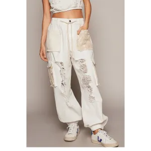 Washed Crochet Distressed Jeans