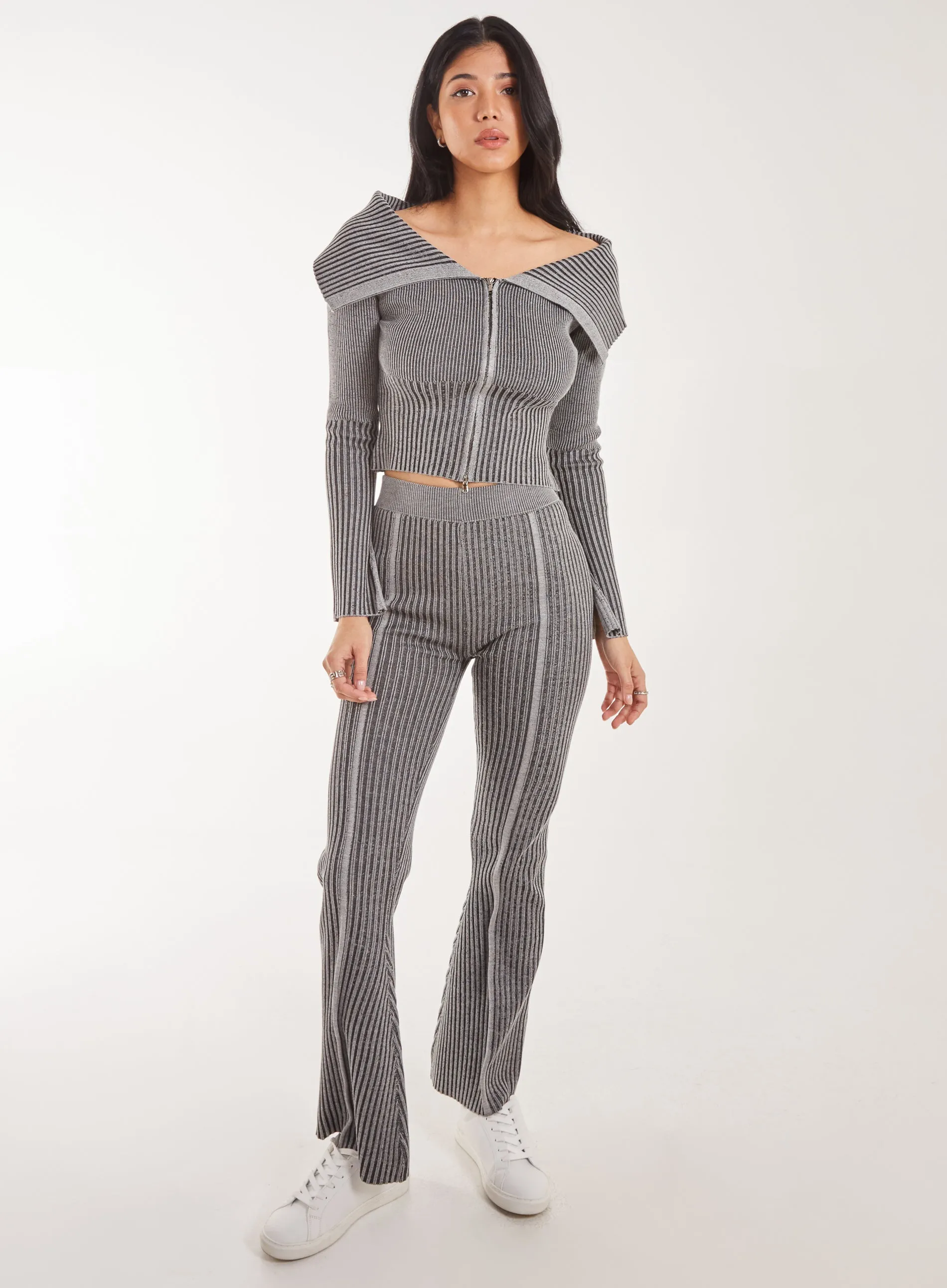 Washed Rib Fold-Over Cardigan