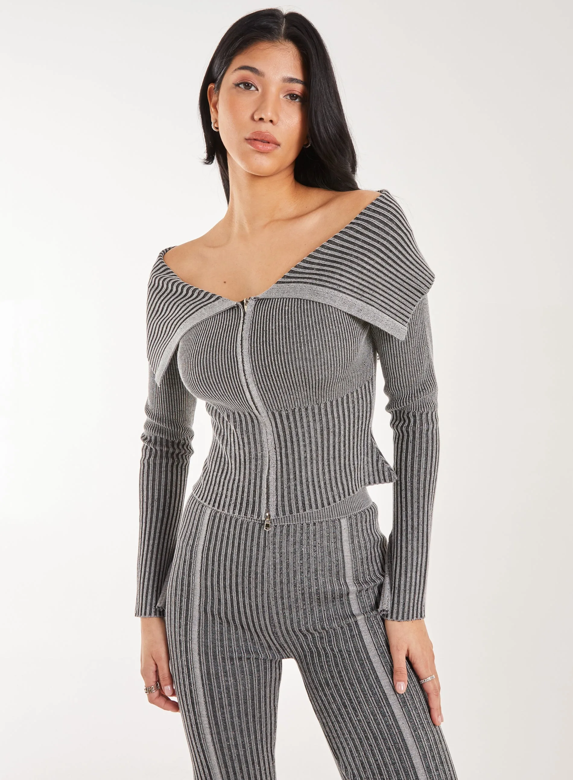 Washed Rib Fold-Over Cardigan