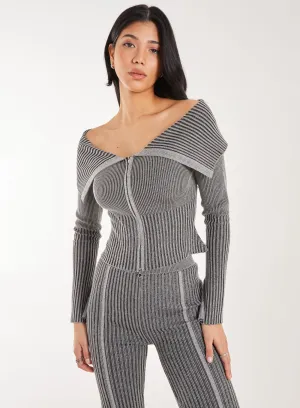 Washed Rib Fold-Over Cardigan