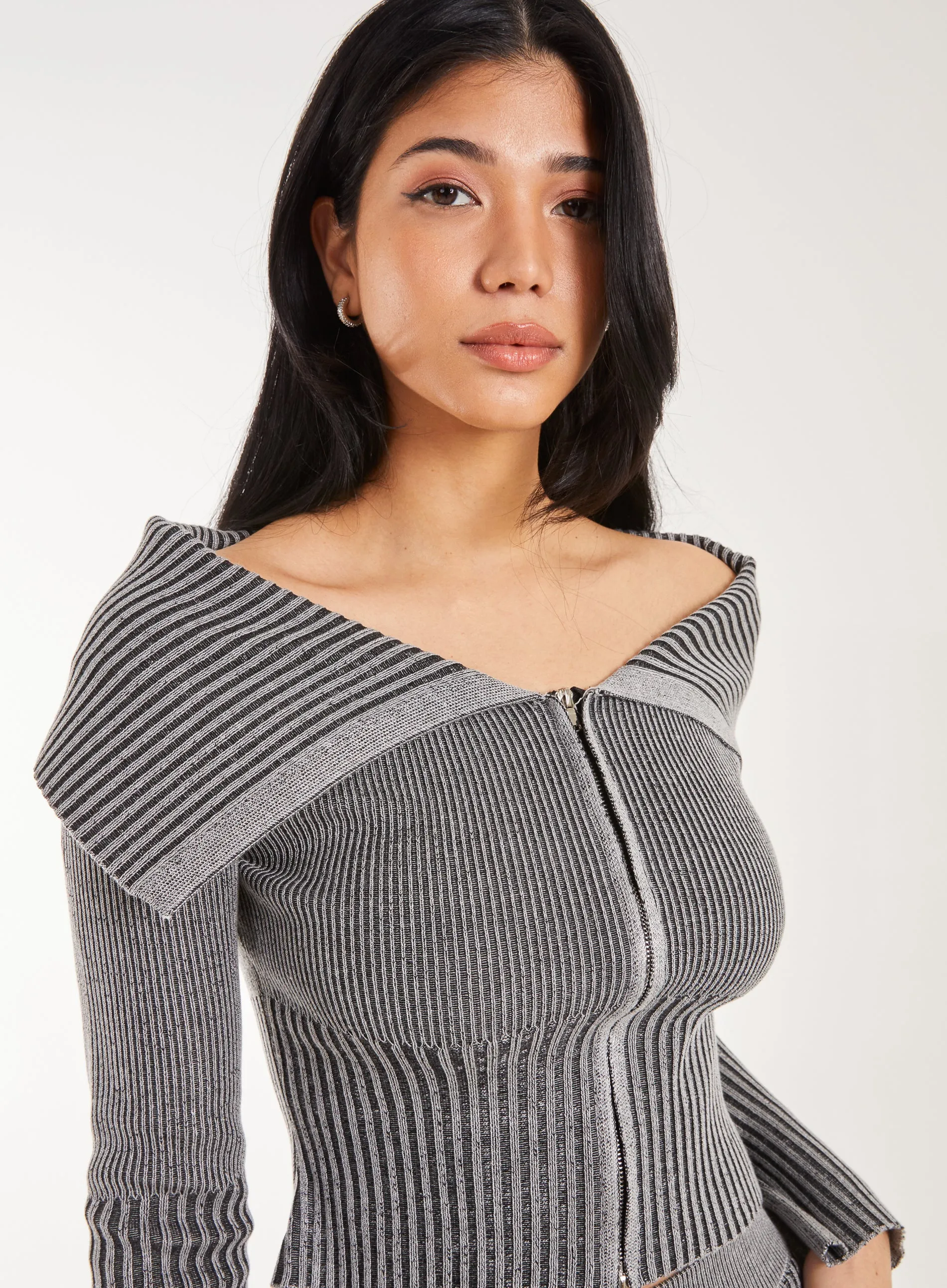 Washed Rib Fold-Over Cardigan