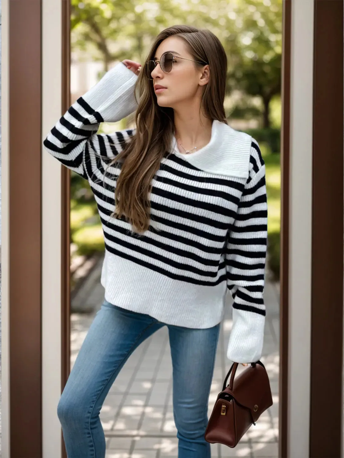 'Waverly' Stripped Oversized Knit Sweater