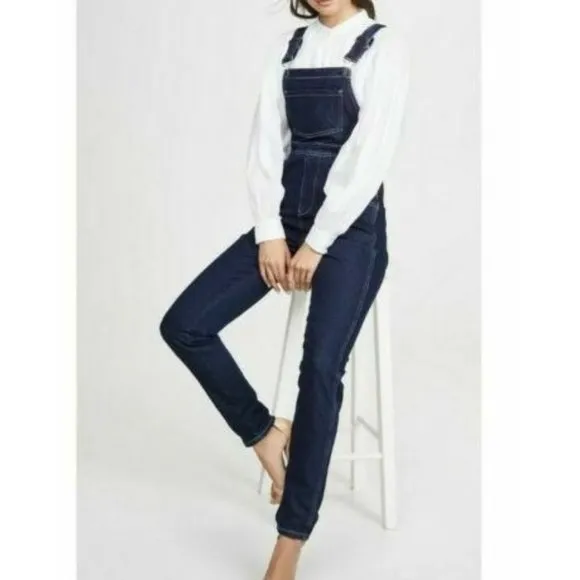 WeWoreWhat Basic Denim Overalls size S Dark Wash High Rise