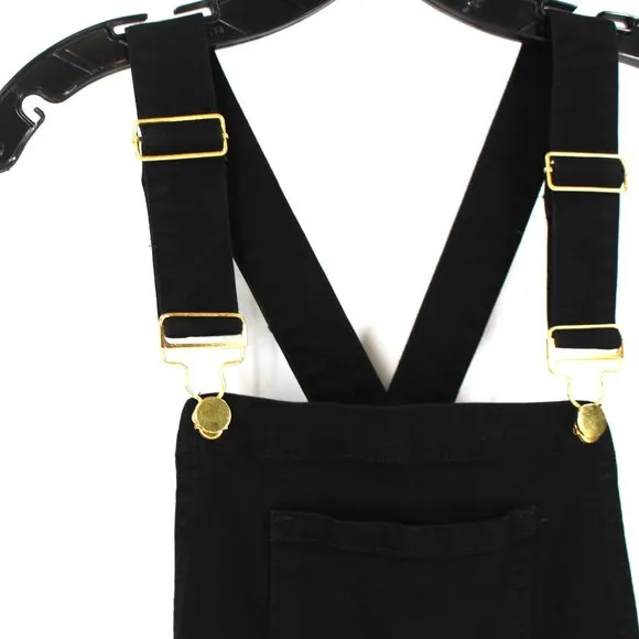 WeWoreWhat Black Stretch Denim High Rise Skinny Bib Overalls X-Small Jumpsuit XS