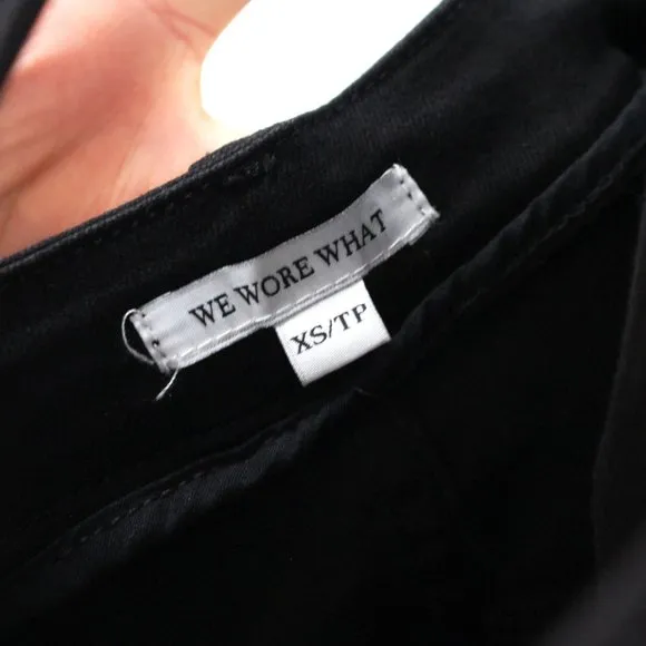 WeWoreWhat Black Stretch Denim High Rise Skinny Bib Overalls X-Small Jumpsuit XS