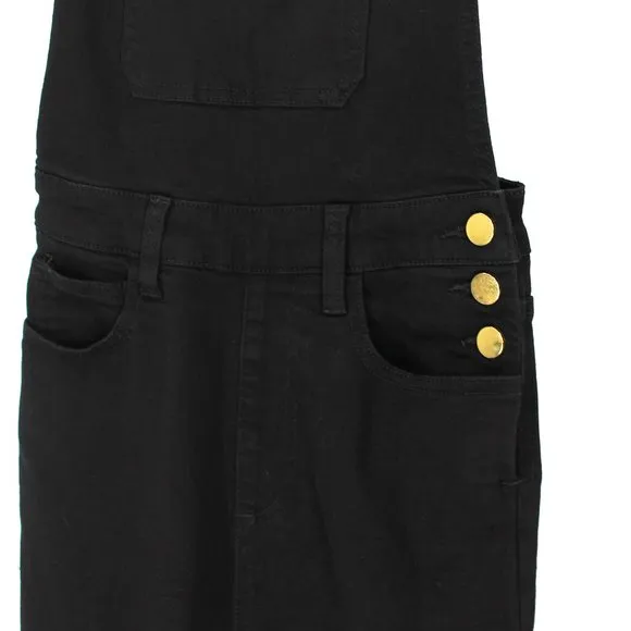 WeWoreWhat Black Stretch Denim High Rise Skinny Bib Overalls X-Small Jumpsuit XS