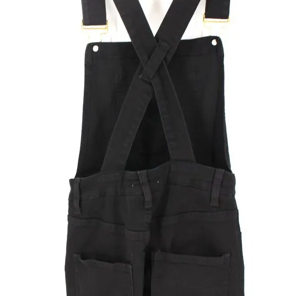 WeWoreWhat Black Stretch Denim High Rise Skinny Bib Overalls X-Small Jumpsuit XS