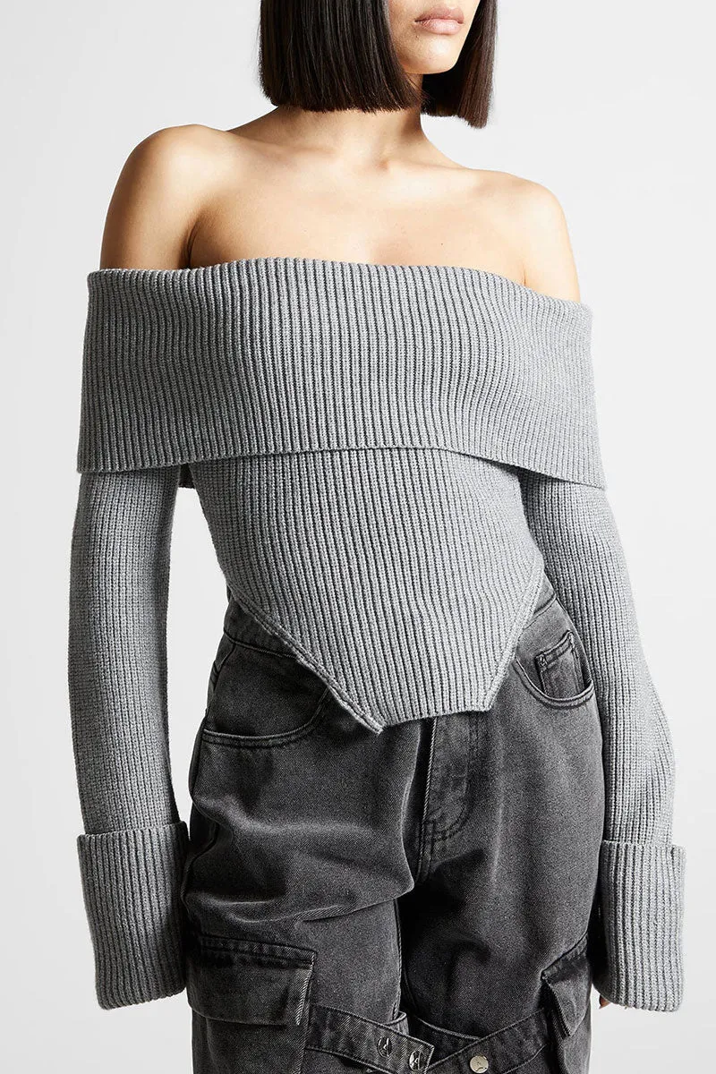 WH732 Off Shoulder Elegant Sweater