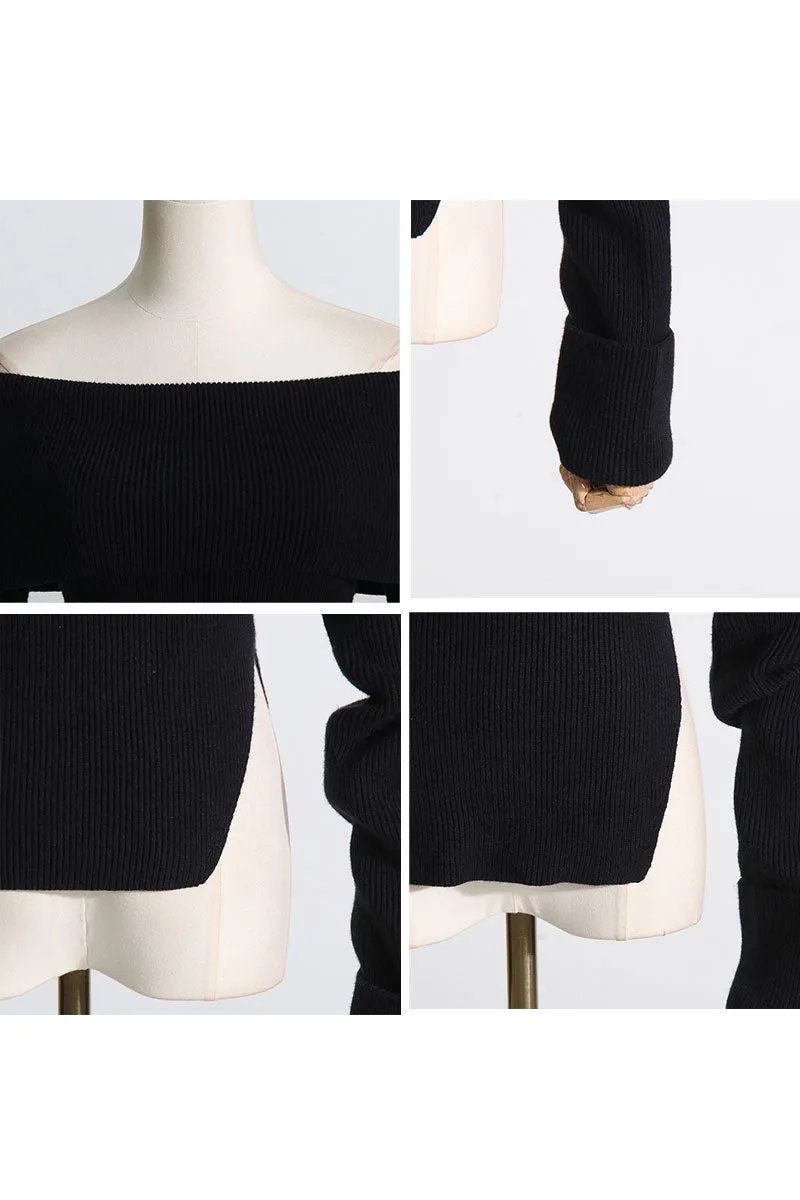 WH732 Off Shoulder Elegant Sweater