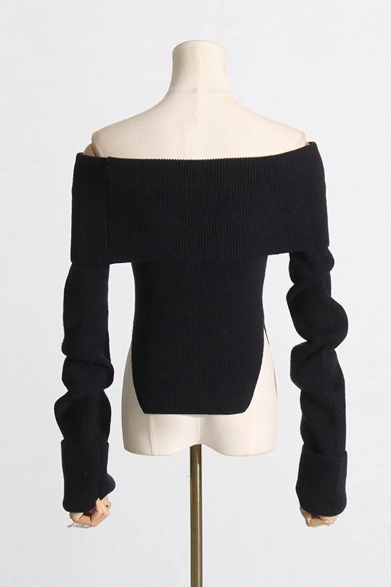 WH732 Off Shoulder Elegant Sweater