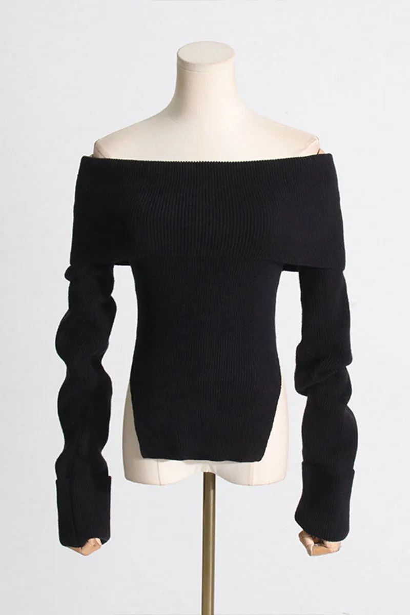 WH732 Off Shoulder Elegant Sweater
