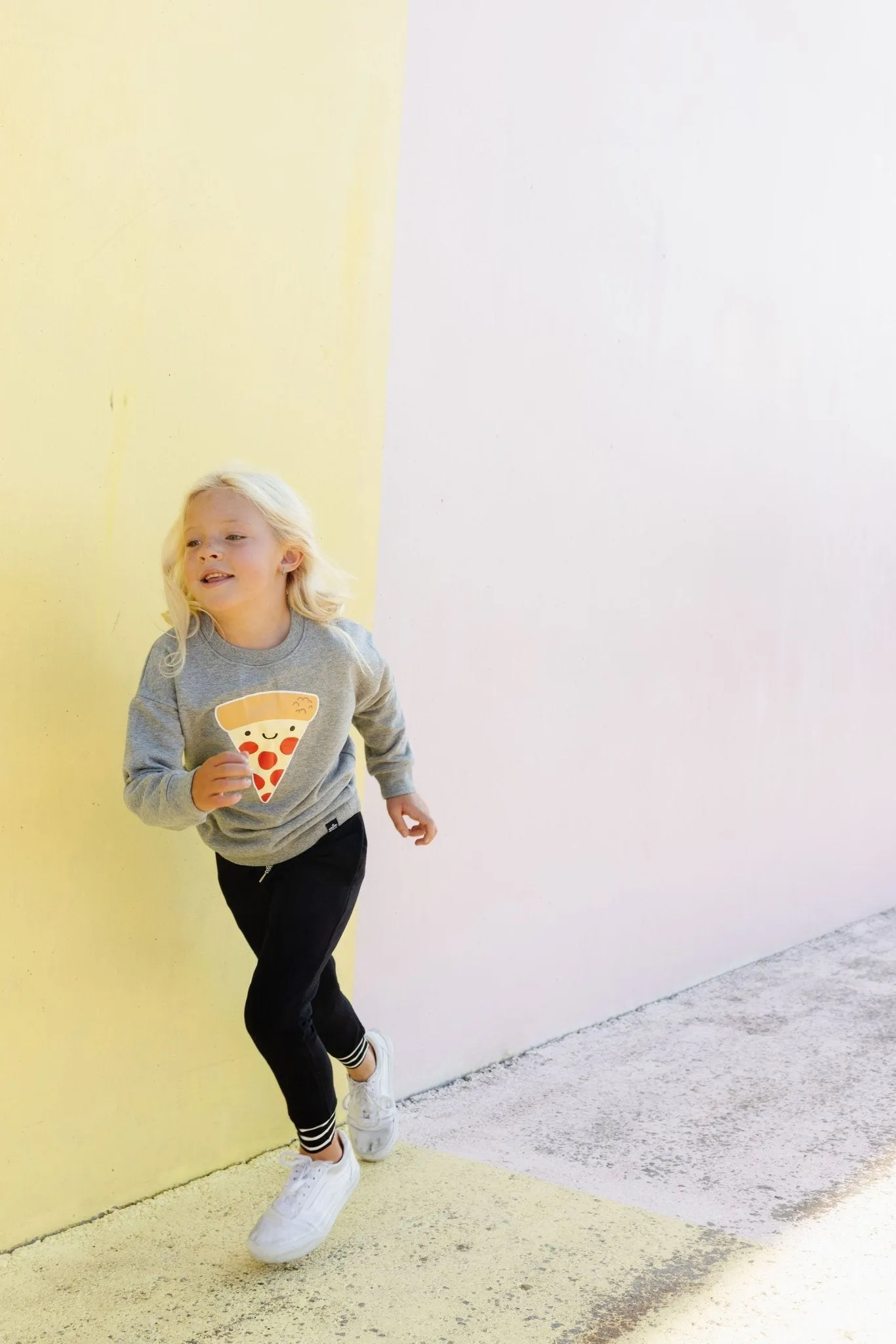 Whistle and Flute Kawaii Pizza Sweatshirt - Athletic Grey
