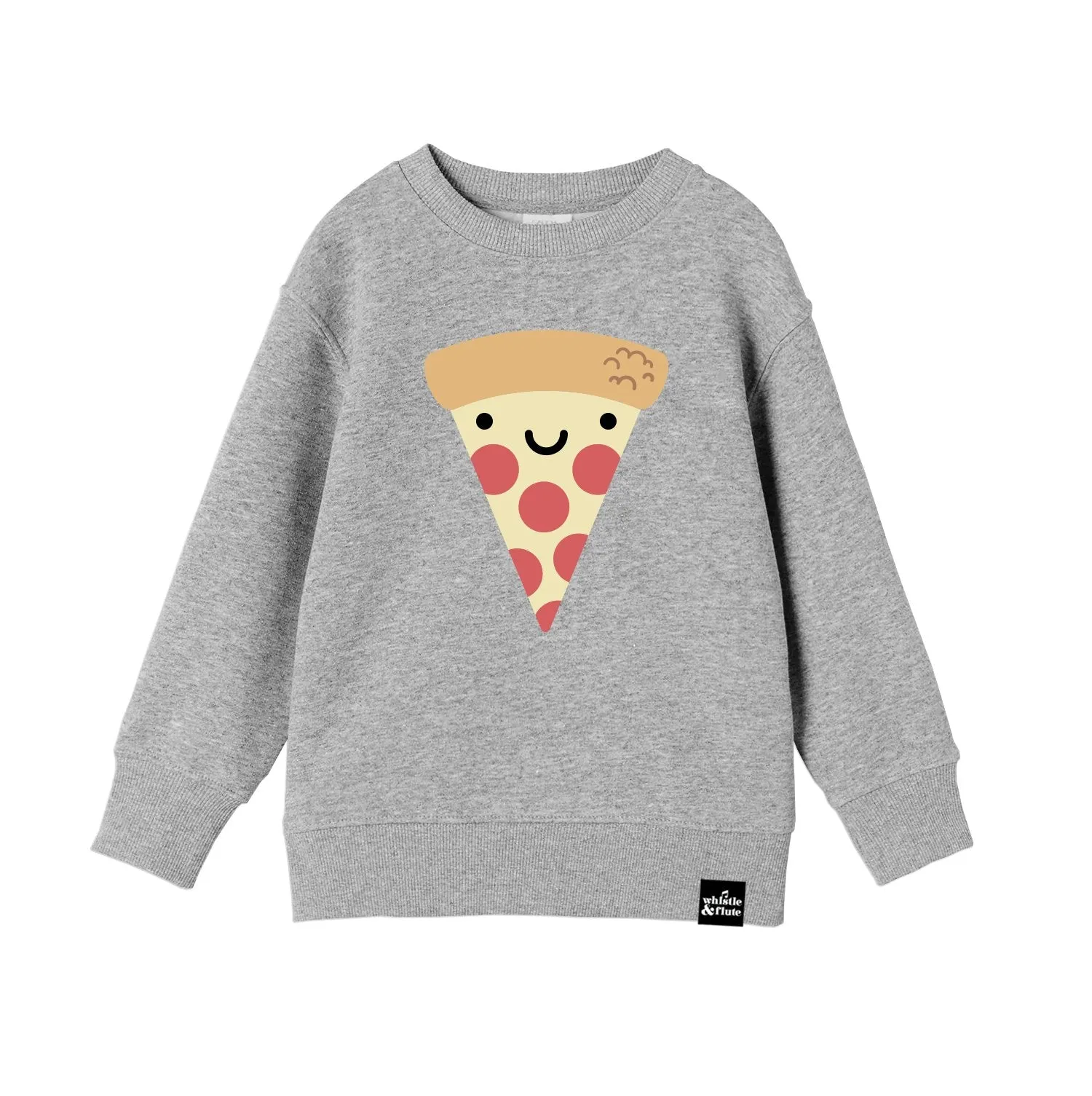 Whistle and Flute Kawaii Pizza Sweatshirt - Athletic Grey