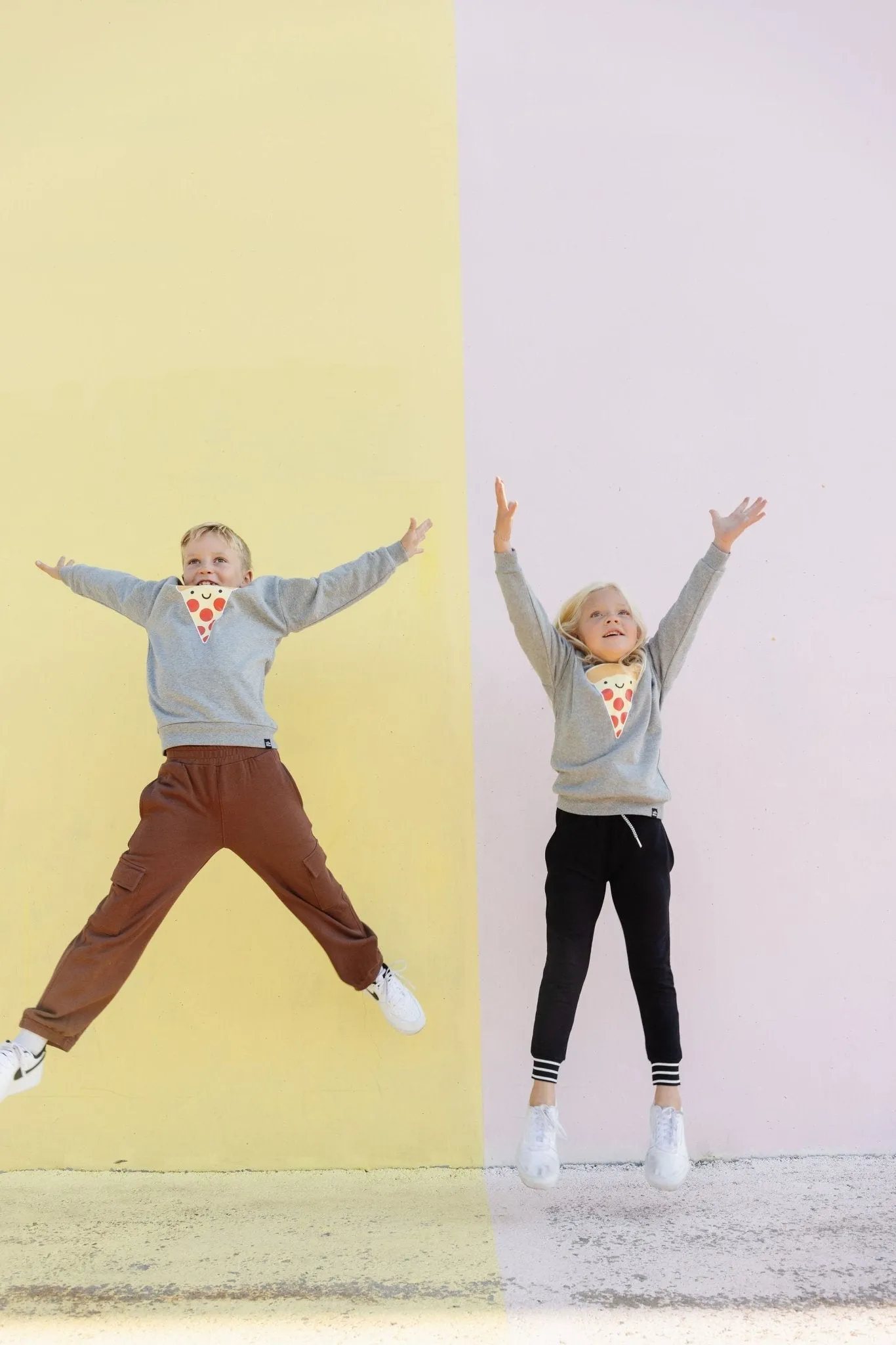 Whistle and Flute Kawaii Pizza Sweatshirt - Athletic Grey