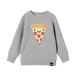 Whistle and Flute Kawaii Pizza Sweatshirt - Athletic Grey