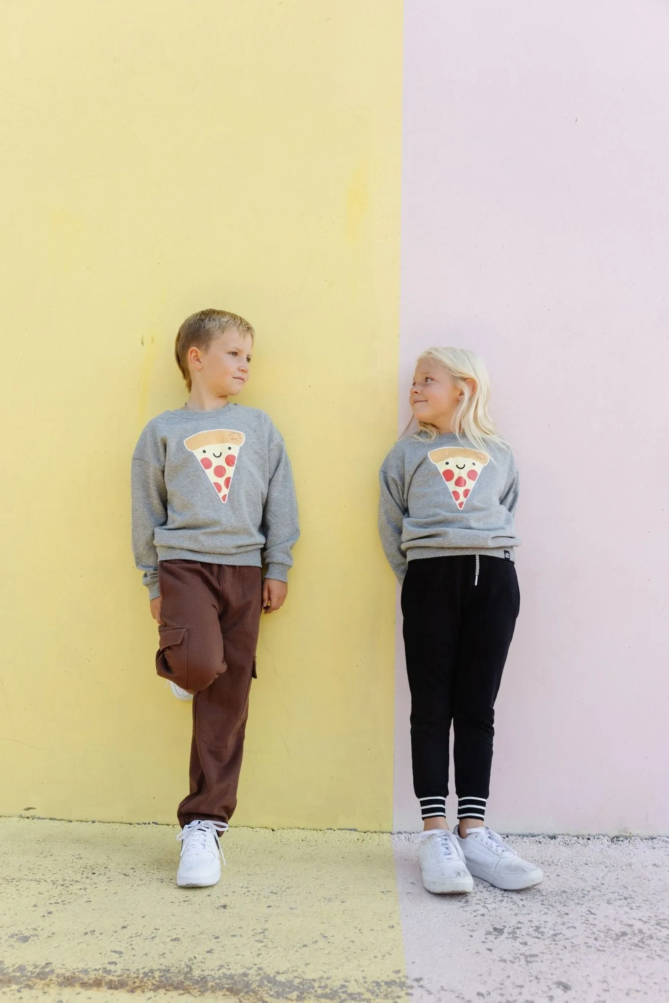 Whistle and Flute Kawaii Pizza Sweatshirt - Athletic Grey